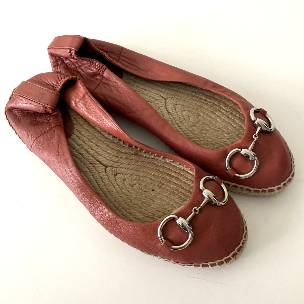 Gucci Horsebit Leather Espadrille Flat Silver-tone Buckle Round toe Slip On 39 - Picture 2 of 11
